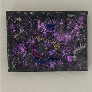Handcrafted Abstract Wall Art in Purple and Black